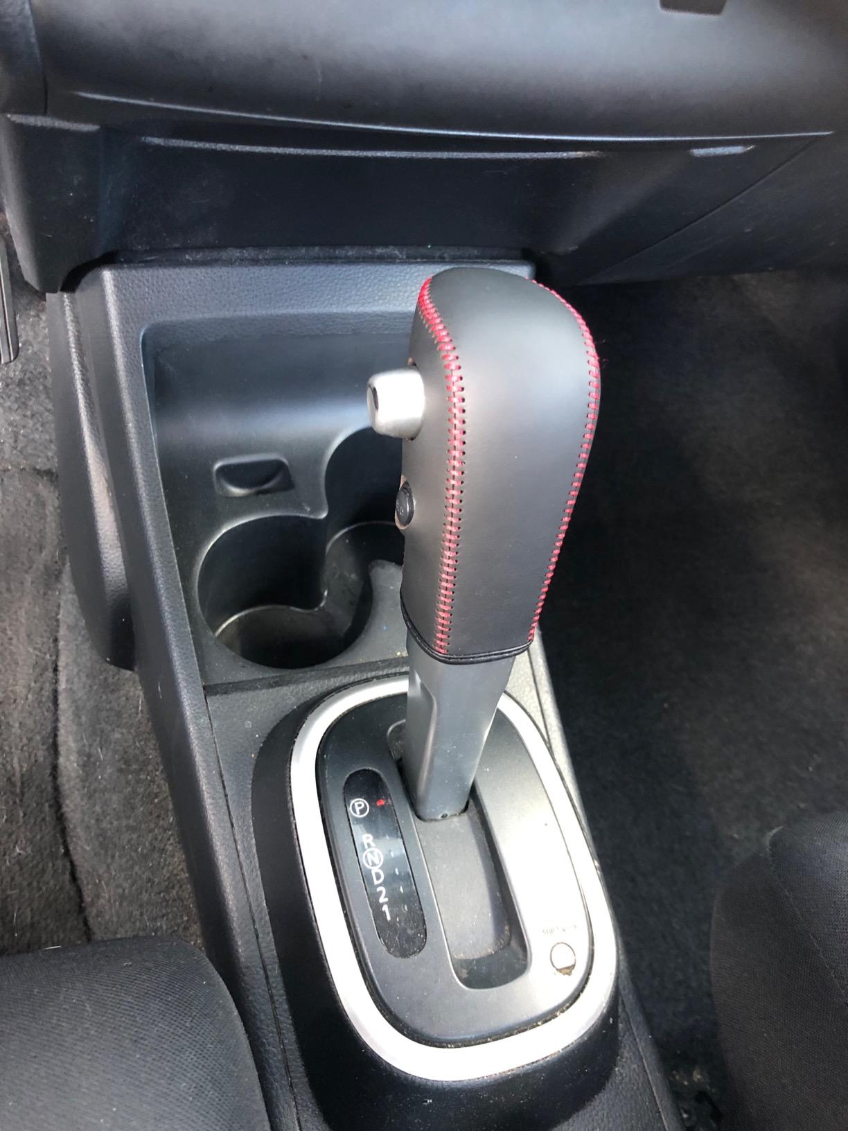 Loncky Black Genuine Leather Custom Car Gear Shift Knob Cover for